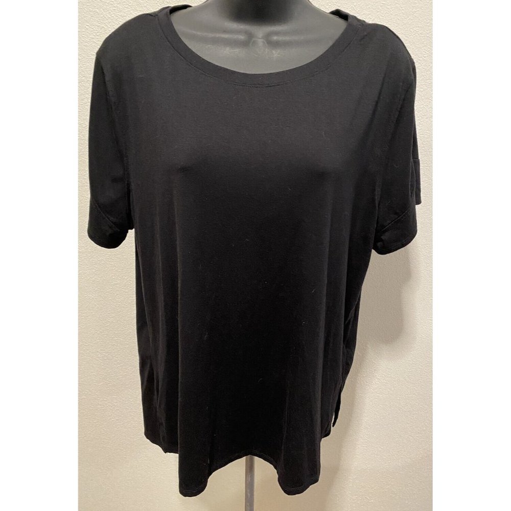 Athletic Works Womens X-Large Shirt Short Sleeve Stretch Black Soot